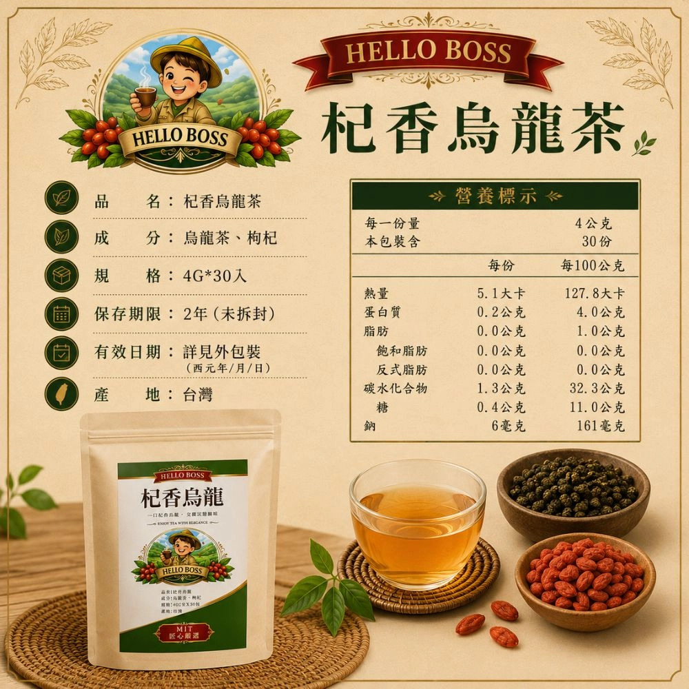 杞香烏龍茶 4g/包,30包/袋 杞香烏龍茶 4g/包,30包/袋