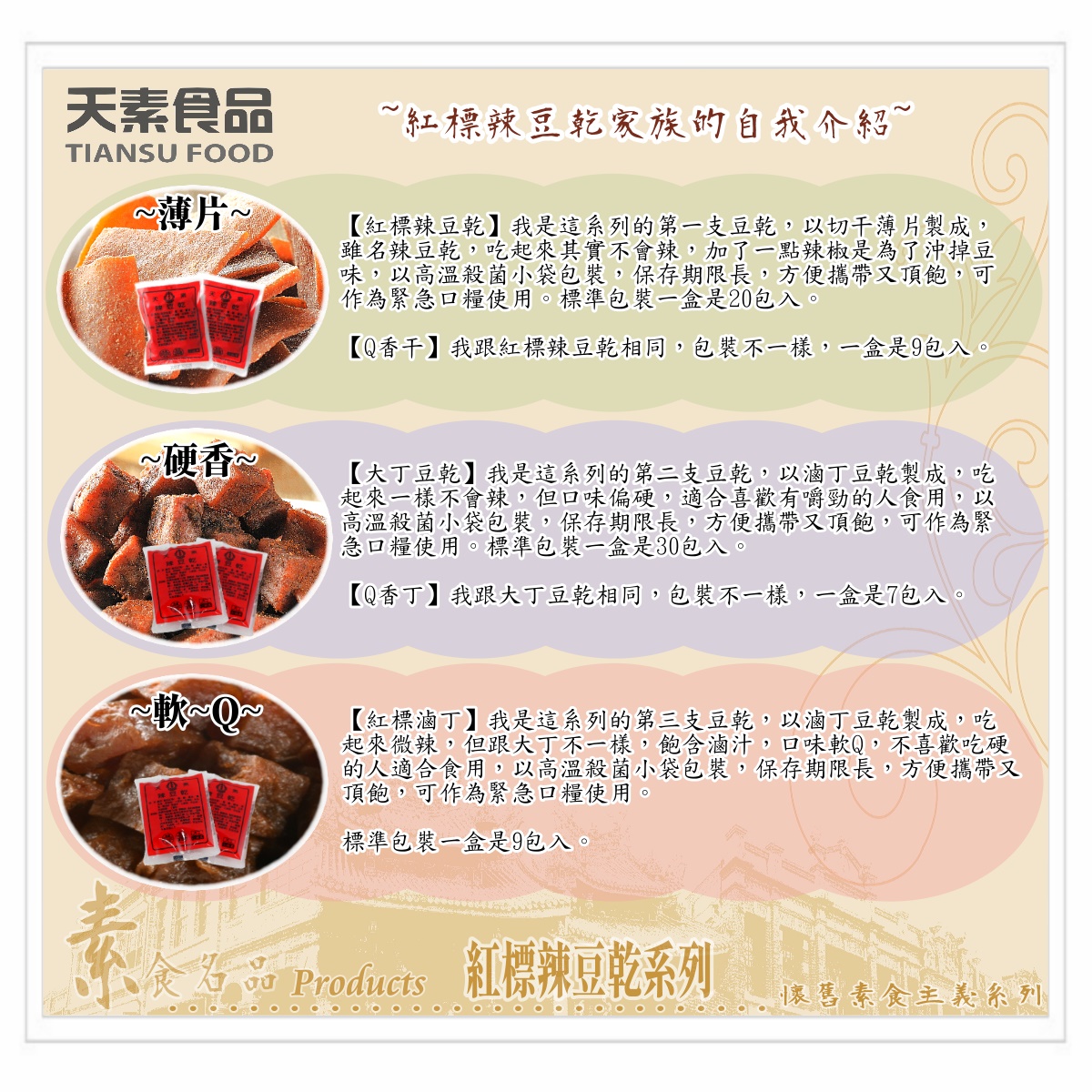 【天素】紅標辣豆乾 20入 /盒 <單盒 & 5盒 >